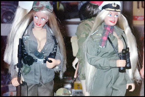 Customized militarized Barbies at a recent G.I. Joe Convention